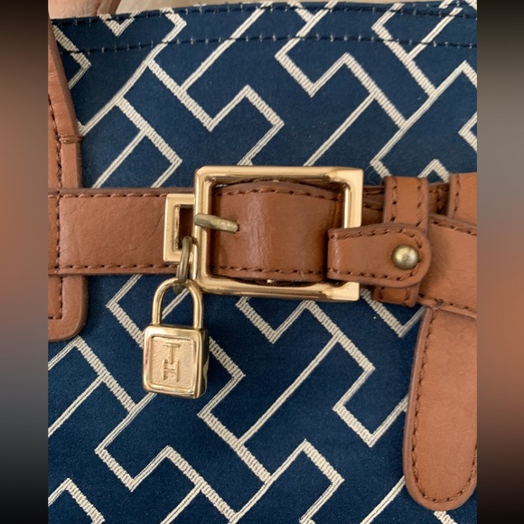 TOMMY HILFIGER BAG BLUE GOLD BROWN NWOT - Picture 3 of 10